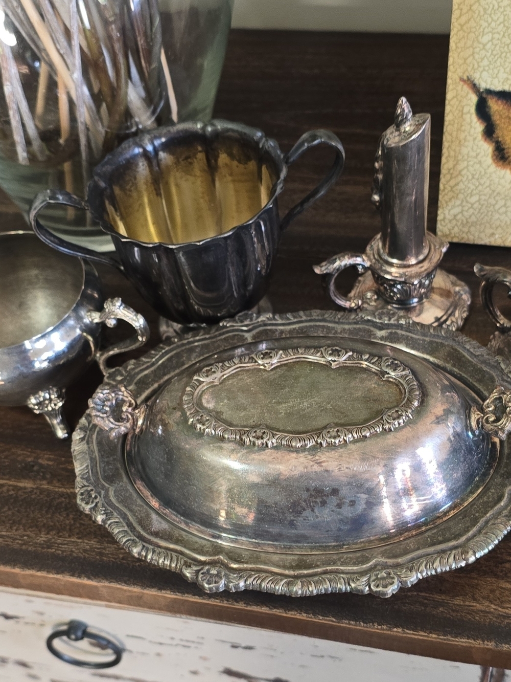 Antique Decorative Covered Dish and Serving Set - Classic Home Dining (1940s)